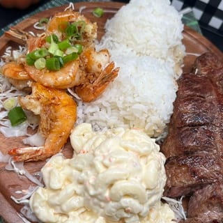 New York Steak with Garlic Shrimp